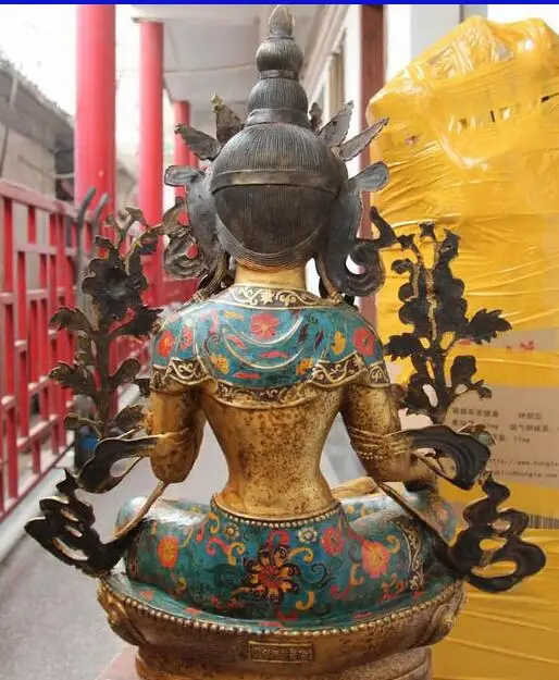 Бесплатная доставка 27 дюймов тибетский буддизм медная фотография Зеленая Тара |