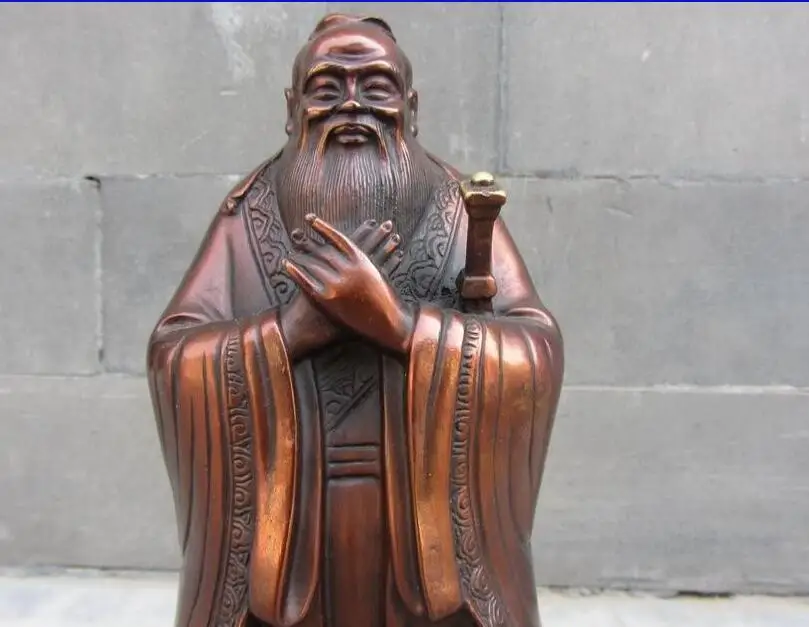 Китайская знаменитая история бронзовая медная статуя Конфуция философ Kong Zi KongZi |