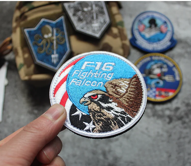 США вышивка боевой дух Волшебная наклейка F16 Боевой сокол США Джордж Нептун копье действие Тактический значок патч