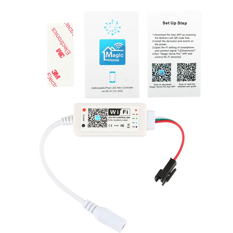 DC5V DC12 24V Magic Home светодиодный SPI контроллер адресуемый 2048 пикселей мини WiFi для WS2811