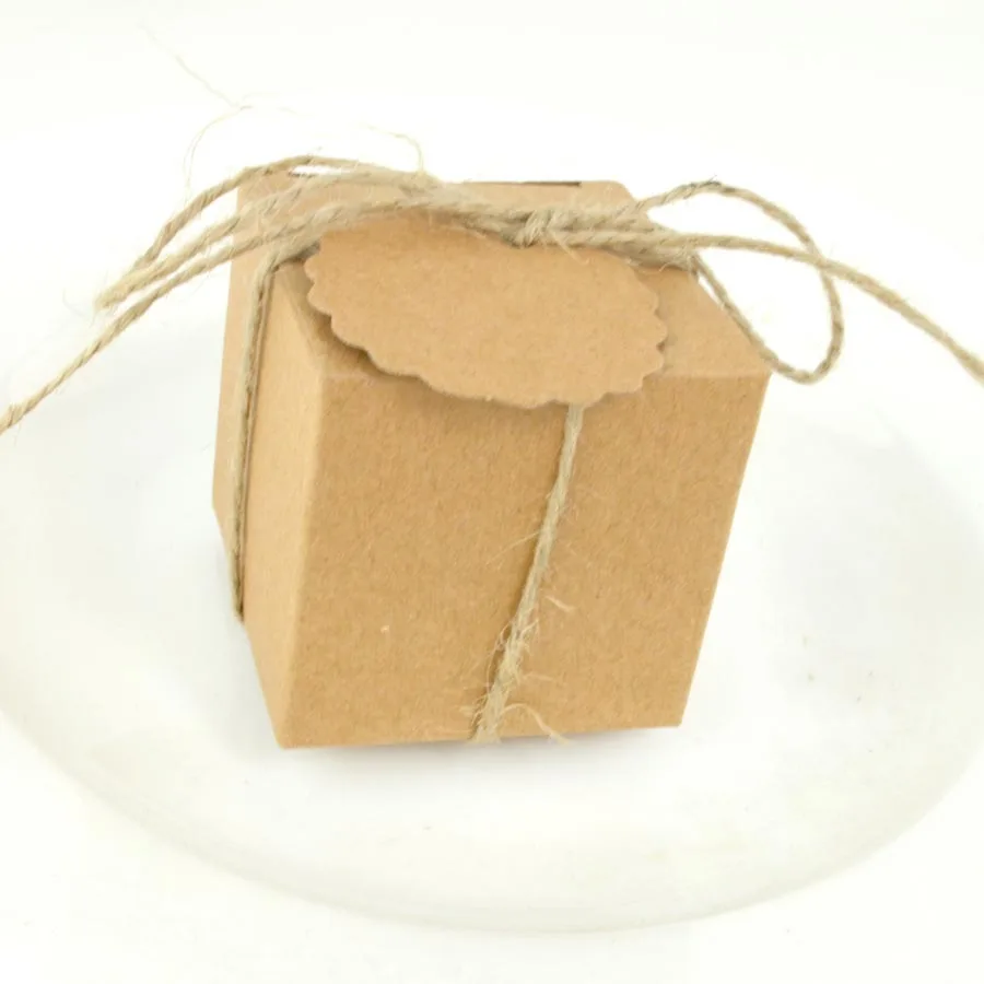 

100pcs/lot Small 5*5*5cm Brown Kraft Paper Candy Box for Birthday's Party Favor And Baby shower Favors Packing decorations
