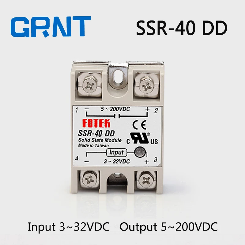 Фото SSR-40DD Однофазное твердотельное реле постоянного тока в SSR вход 3 ~ 32 В выход 5 200 SSR-40DD Однофазное твердотельное реле постоянного тока в SSR вход 3 ~ 32 В выход 5 200
