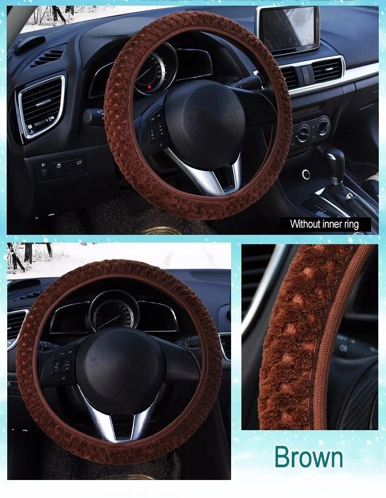 Жемчужный Бархатный Чехол рулевого колеса автомобиля универсальные теплые