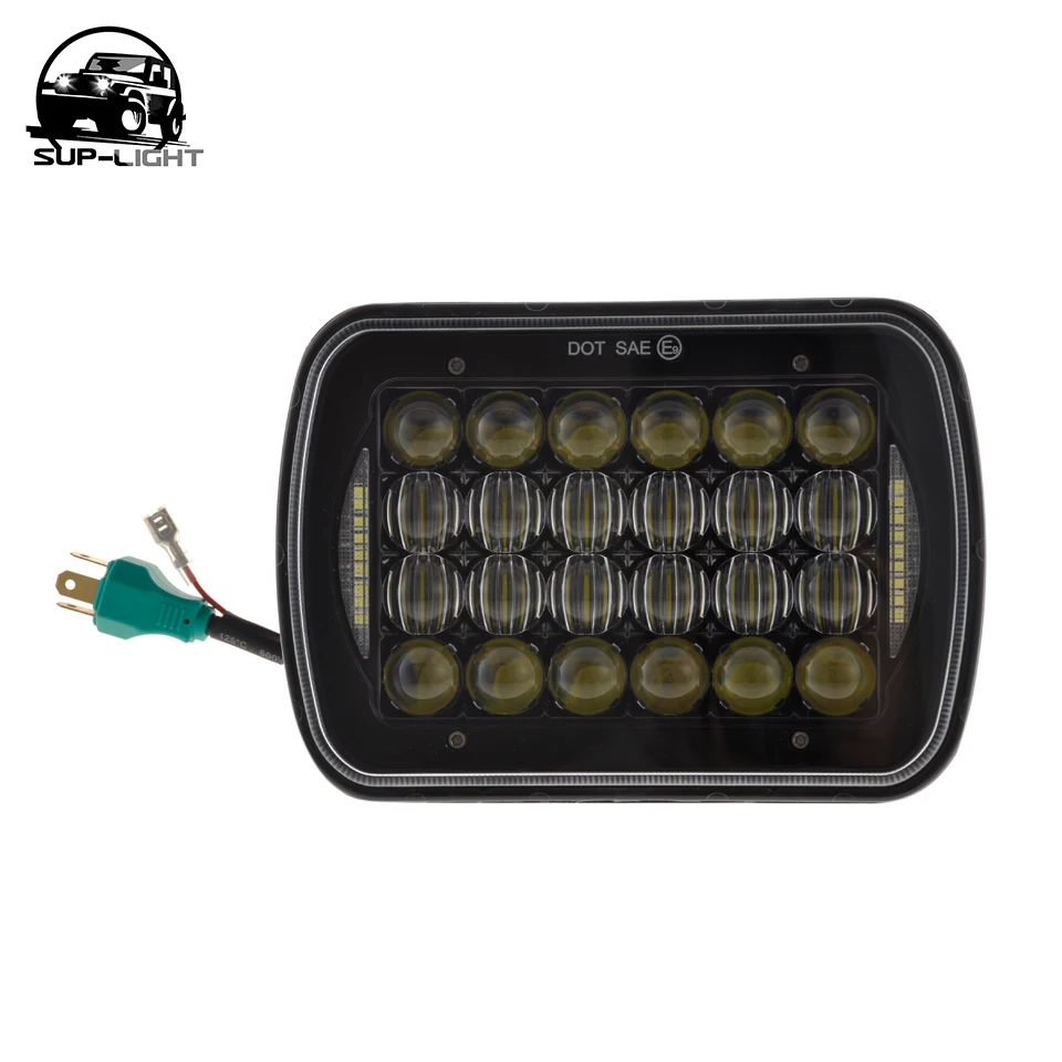 

SUP-LIGHT 5x7" Auto headlamp with DRL 5x7 Inch 6x7" high low beam square led headlight for Jeep truck LED 72W black