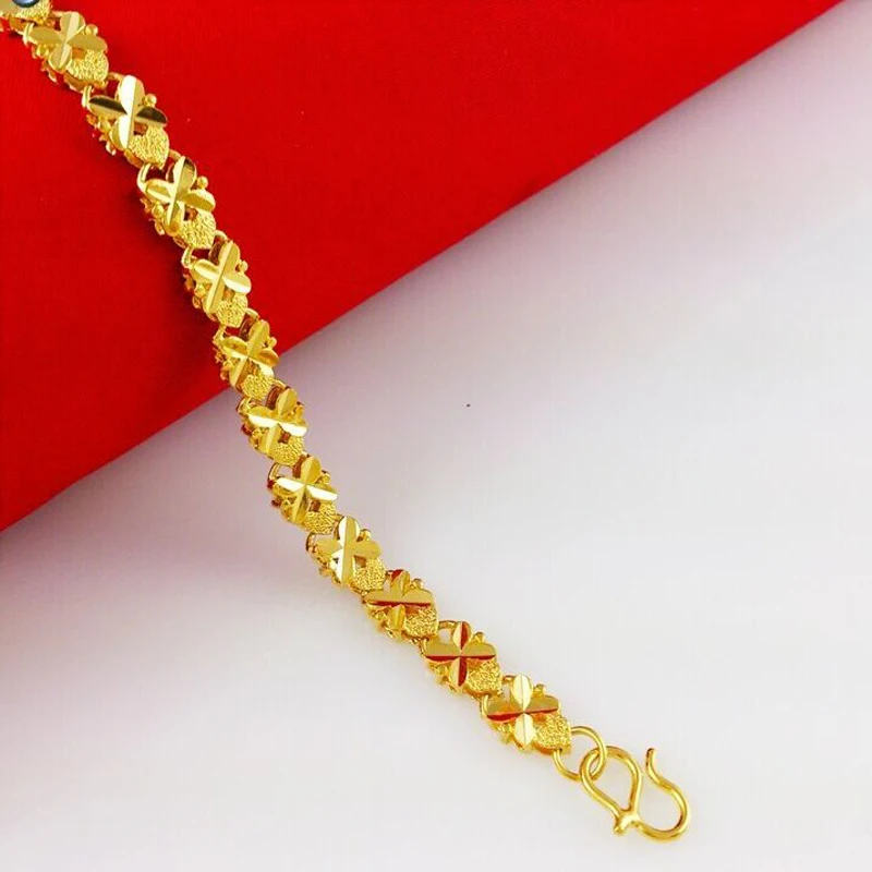 Женский браслет из натурального золота 4 мм 19 см|heart bracelet|bracelet fashionbracelet free shipping |