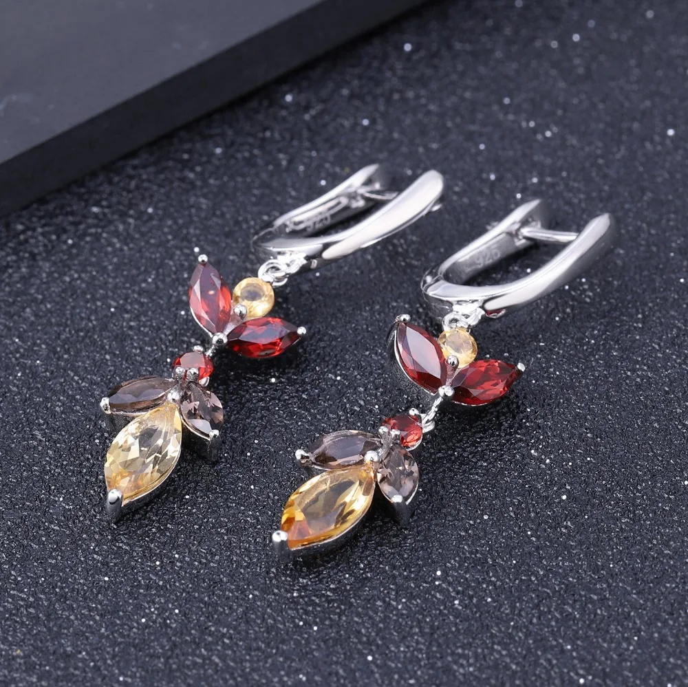 Женские Балетные серьги GEM'S натуральный цитриновый гранатовый из дымчатого