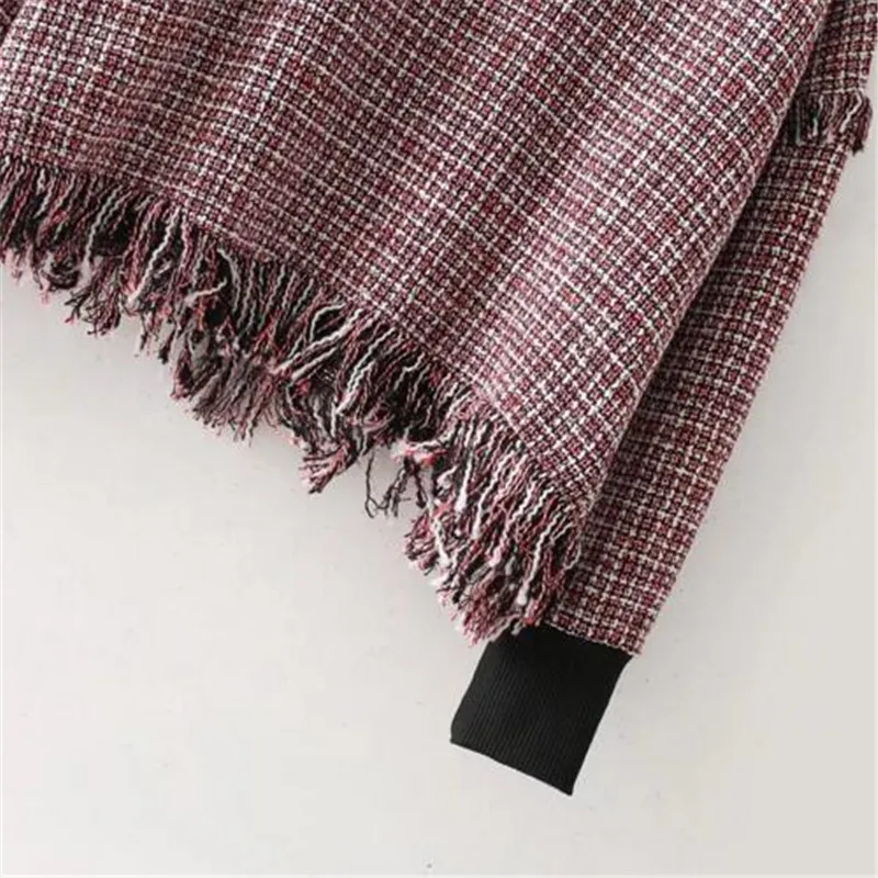 2017 England Patchwork Plaid Knitted Woolen Turtleneck Pullover Sweater Women Full Sleeve Autumn Tassel Jumper Female L1913 | Женская