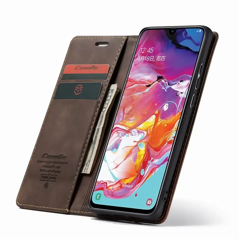 Чехол-книжка для samsung Galaxy A70, чехол-кошелек, Магнитная крышка, чехол для samsung A70 A 70, роскошный винтажный Матовый кожаный чехол для телефона s