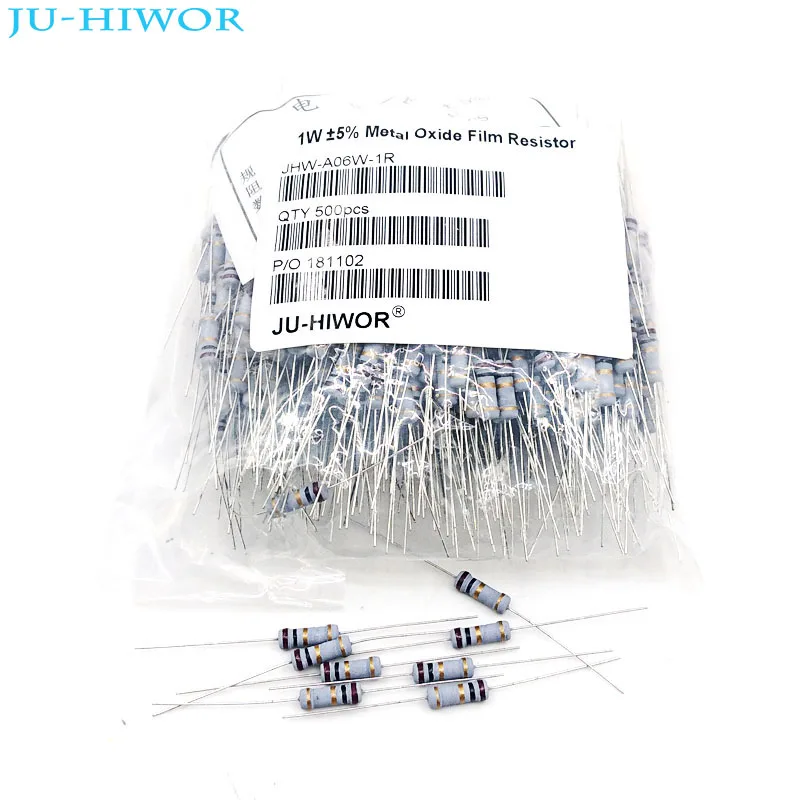 1000 шт. 1 Вт 5% пленочный резистор из оксида углерода 0,22 0,3 0,47 0,5 1 1,5 10 47 100 220 1K 10K 330 K 100K Ом 10 кОм для DIY резисторов