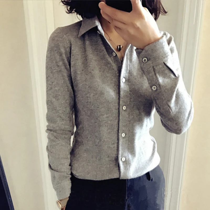 2018 Spring Autumn Women Cashmere Wool Sweaters Cardigans Turn Down Neck Sexy Casual Fashion Solid Color Femme Knitted Plus Size |