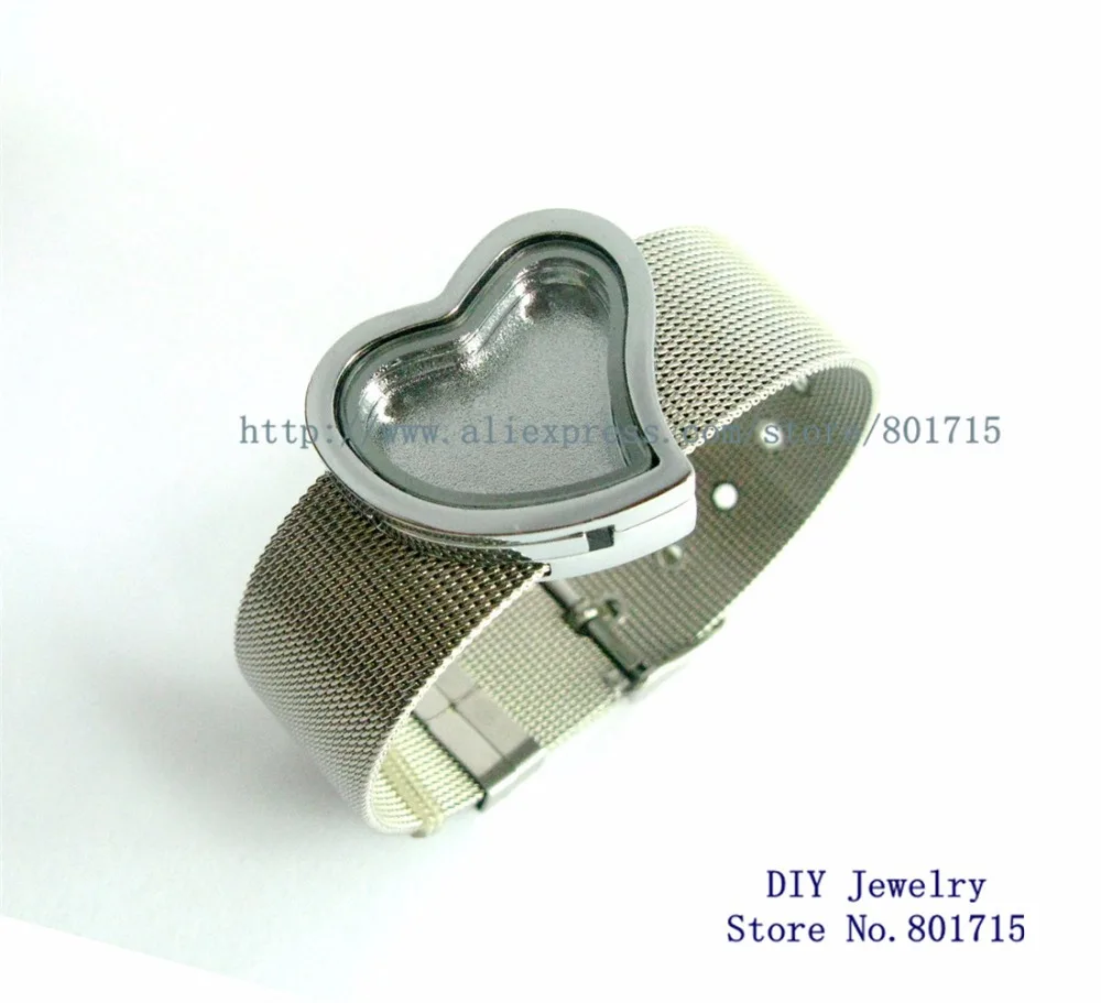 Твердый магнитный браслет в форме сердца медальон может положить плавающий