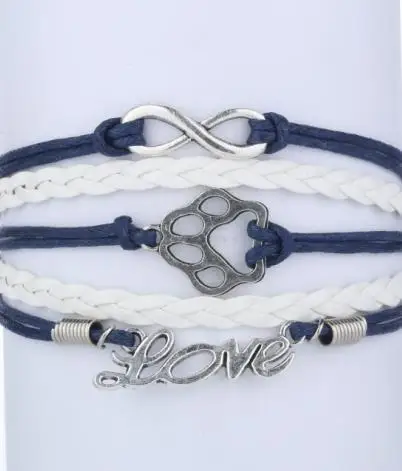 1 шт ручной браслет Бесконечность шнур собака с подвеской лапа кошка популярный