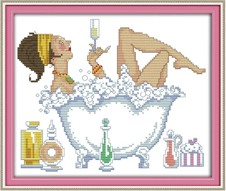 R609-2 Серия Joy Sunday Enjoy life, напечатанная на ткани DMC 14CT 11CT Наборы для вышивания крестиком, наборы для вышивания, домашний декор - Цвет: R609-2