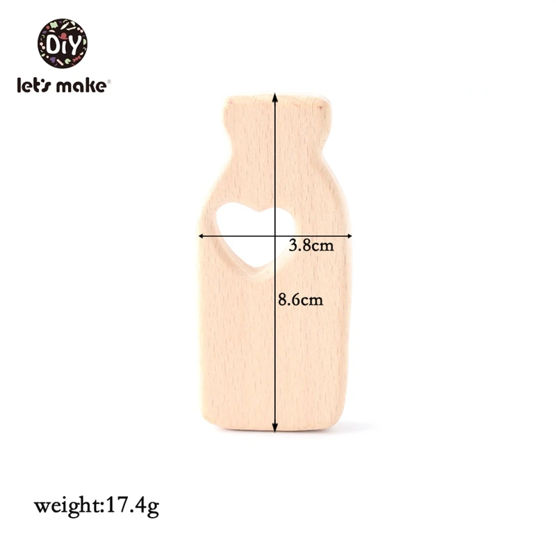 Milk Bottle Давайте сделаем Прорезыватели для зубов Прекрасный мультфильм Деревянный Прорезыватель натуральный мультфильм в форме животных DIY Прорезыватель для зубов ожерелье бук Детские Прорезыватели 1 шт - Цвет: Milk Bottle