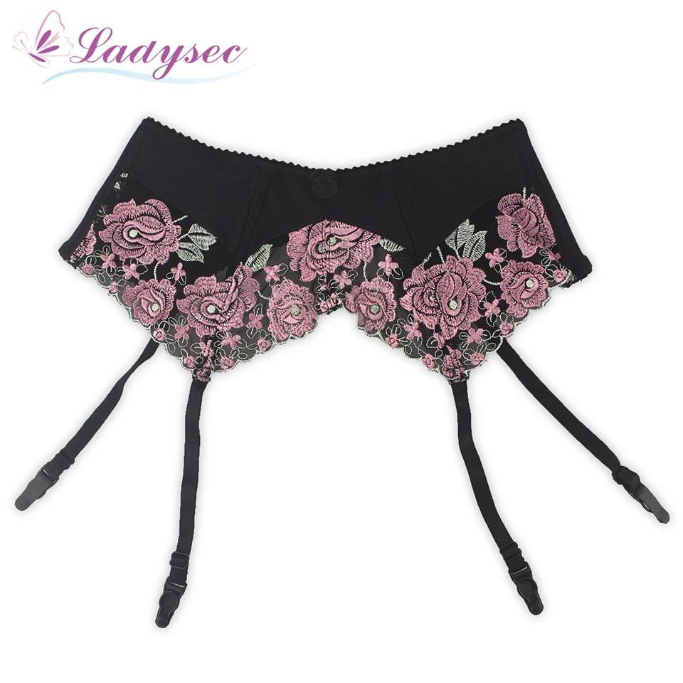 Пояс для чулок женский кружевной с металлическими пряжками вышитая подвязка