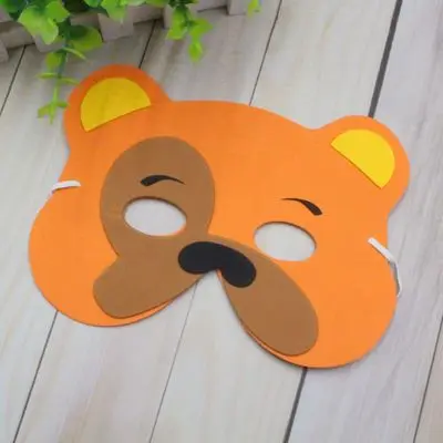 bear 1 шт. маска для дня рождения принадлежности EVA пены животных маски мультфильм дети праздничное платье костюм зоопарк маска джунгли вечерние украшения - Цвет: bear