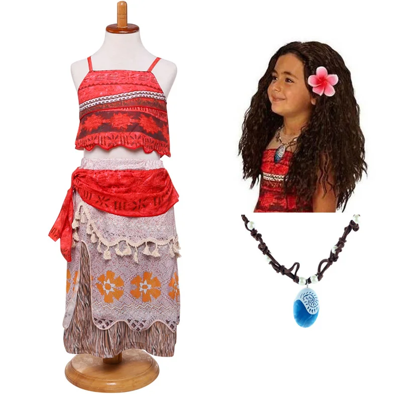 2018 Summer Moana Dress for girls Vaiana Princess Dresses Kids Party Cosplay Costumes With Wig Children Clothing clothes | Детская