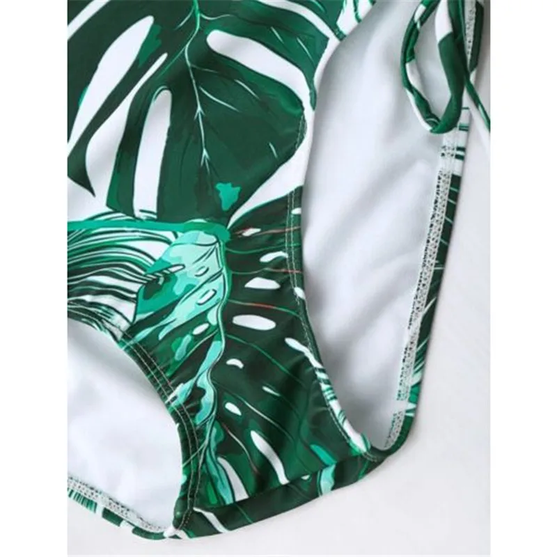 

Sexy New Women High Waist Bikini Set Push Up Swimsuit Leaves Printed Bathing Suit Brazilian Biquini Bandage Swimwear Beach Wear