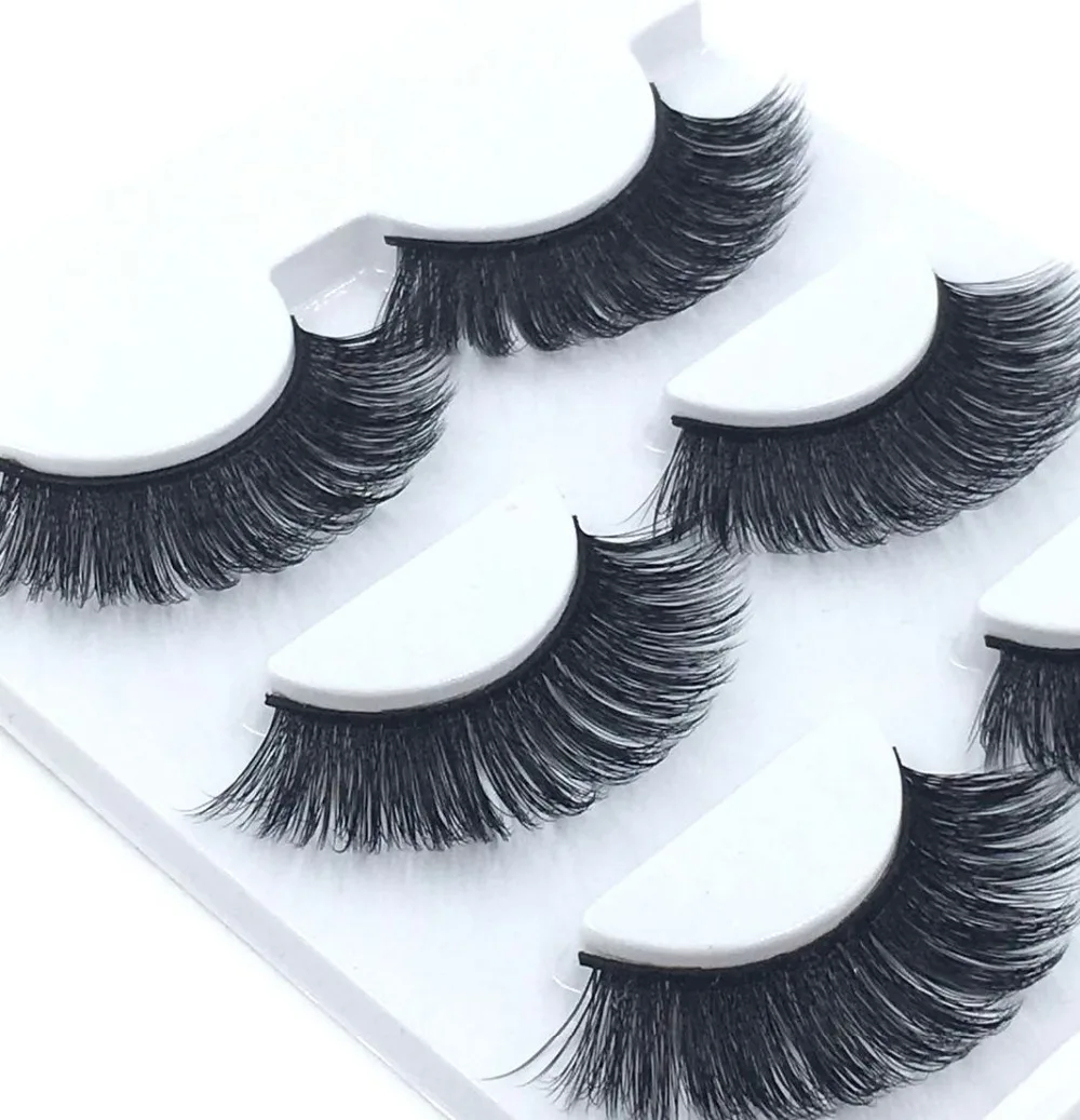 3 пары 100% ручная работа натуральный мех норки накладные ресницы 3D полосы норковые