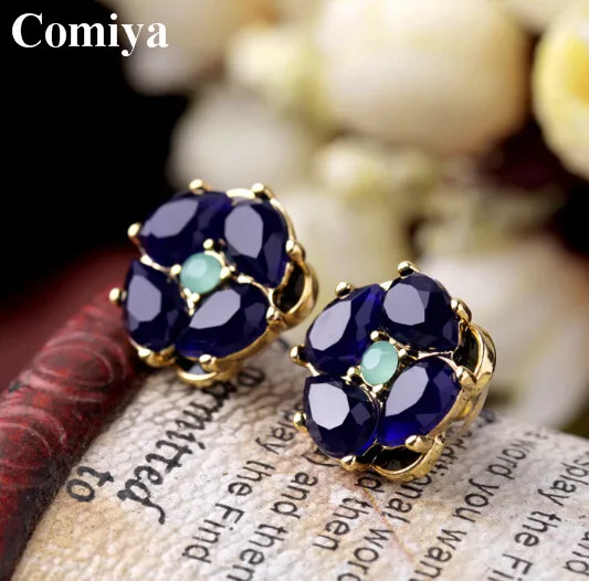 Женские очаровательные синие серьги-гвоздики со стразами Comiya летние ювелирные