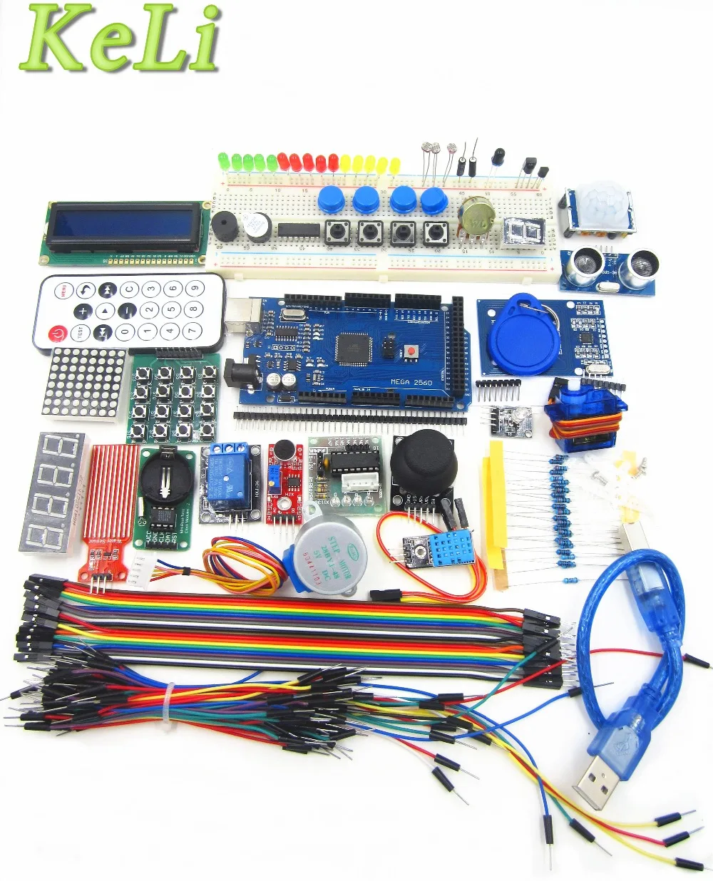 

Mega 2560 r3 starter kit motor servo RFID Ultrasonic Ranging relay LCD