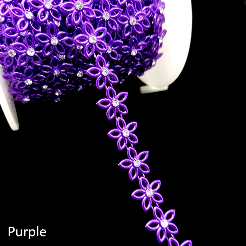 Purple 1 ярд 15 мм стразы на цепочке с кристаллами пришить на планки свадебное платье костюм с аппликацией - Цвет: Purple