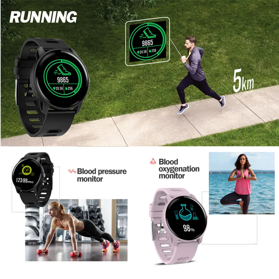 Accalia S08 smartband IP68 водонепроницаемые спортивные часы heartrate Монитор артериального