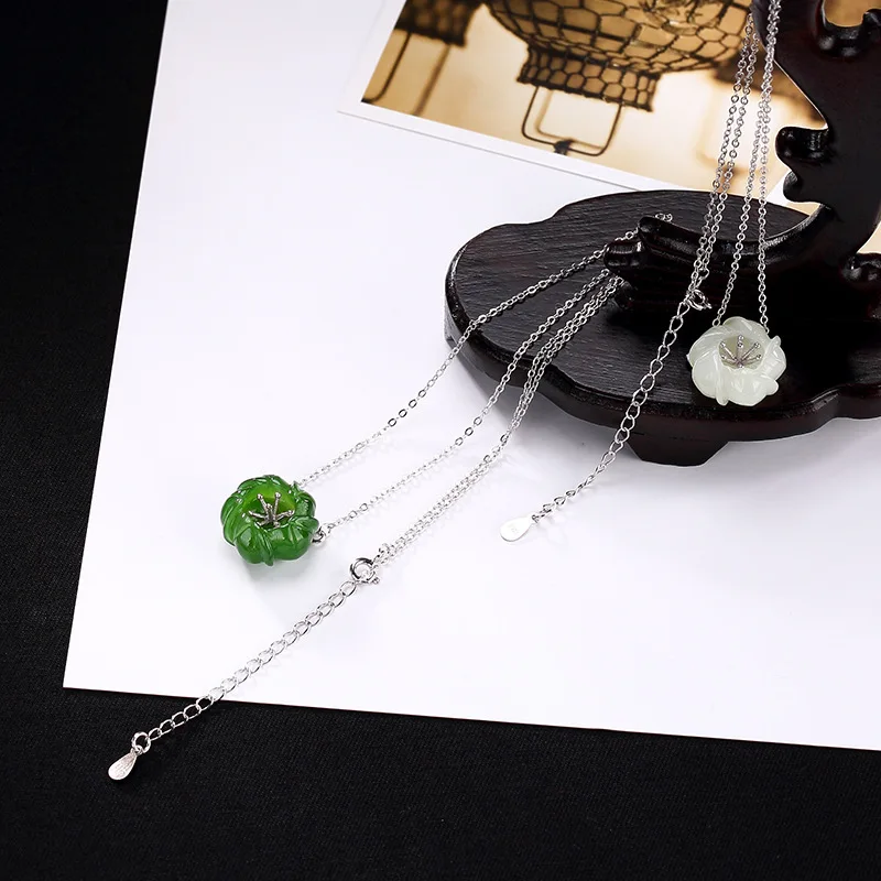 2018 Direct Selling Hot Sale Jasper Retro 100% 925 Sterling Royal Natural Stones Pendant Necklace Jewelry For Women Vintage | Украшения и