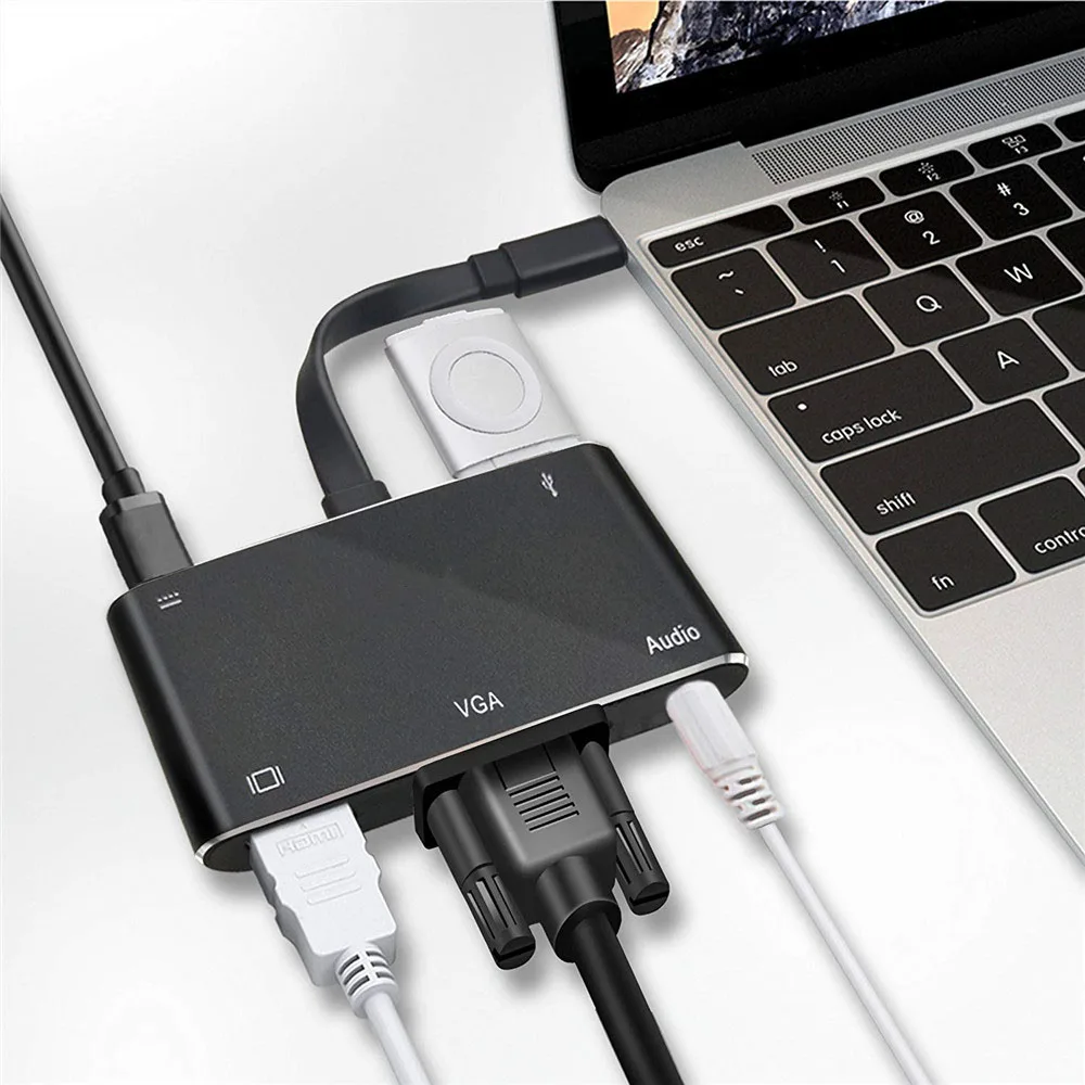 Адаптер Type C к HDMI 4K VGA/аудио/USB 3 0 порт + USB (PD) конвертер для ноутбука