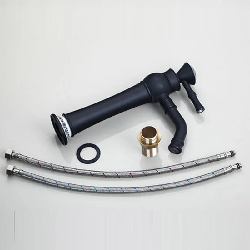 KEMAIDI Поворотный смеситель для раковины из черной бронзы с одной алмазной ручкой| |