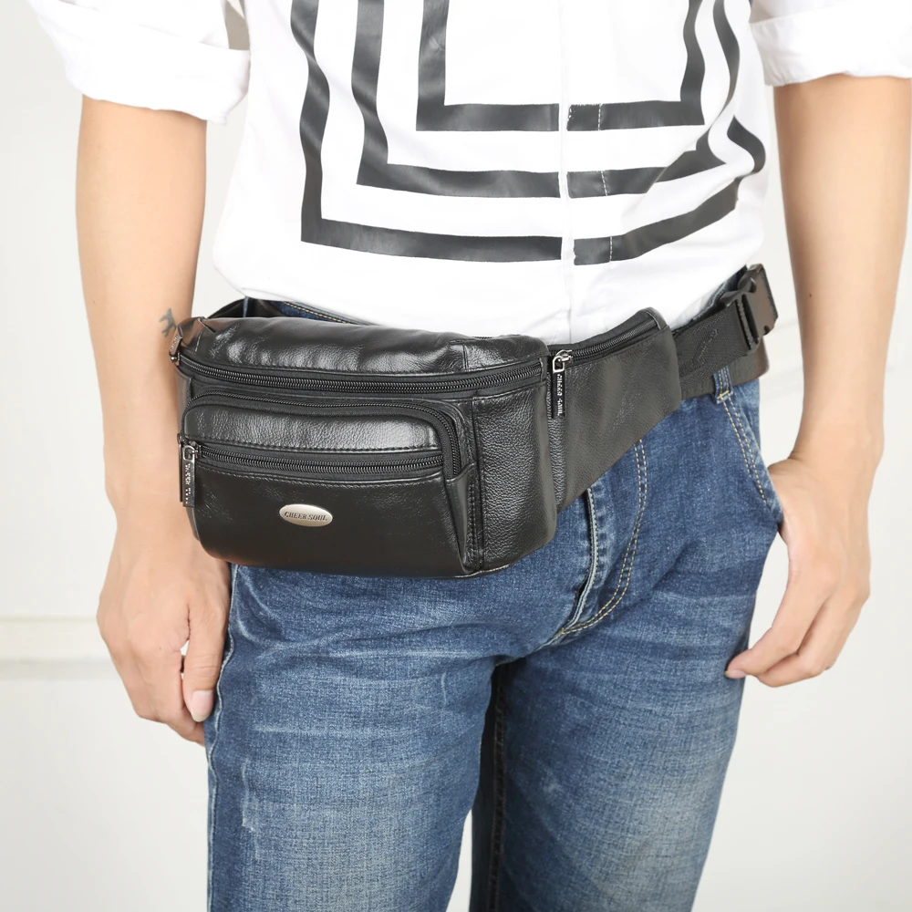 Casual Genuine Leather Men's Waist Bag Fashion Cow Crossbody Multifunctional Large Capacity Mobile Phone Key | Багаж и сумки