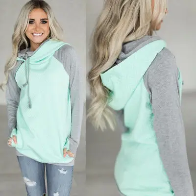 

New 2017 Autumn Winter Women Girls Warm Hoodie Sweatshirt Lady Fresh Spliced Hooded Coat Jumper Pullover