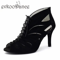 size us 4 9 5 latin salsa dance shoes for women heel height 8 5 cm black nubuck comfortable open toe nl181