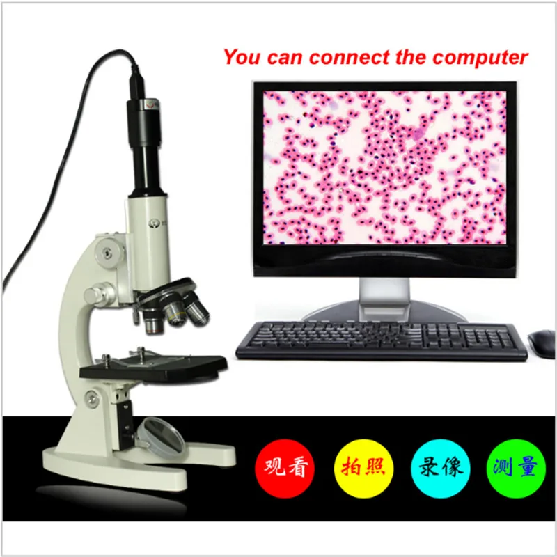 40X-1280X Professional USB Biological Microscope LEDs Students Educational Science Lab Monocular Microscop Metal +1.3MP | Инструменты