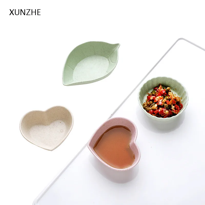 XUNZHE 4PC Creative Multi-Purpose Wheat Straw Small Bowls Dishs Sauce Vinegar Seasoning Side Dishes Plate Kitchen Accessories | Дом и сад