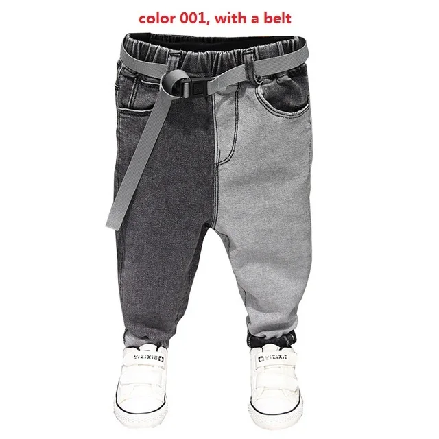 color 1 with belt Весенне-летние джинсы для маленьких мальчиков; брюки; детская одежда; Повседневные детские брюки из хлопка; джинсовая одежда для мальчиков-подростков 2-7 лет - Цвет: color 1 with belt