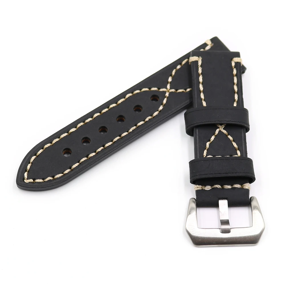 CARLYWET20 22 24 26mm Black Thick Strap Watch Band For Tag CARRERA Omega Montblanc Panerai Daytona Submariner Tissot | Наручные часы
