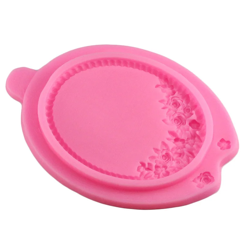 DIY Mirror Fondant Cake Decorating Tools Frame Cupcake Chocolate Wedding Cake Border Silicone Molds Kitchen Baking Moulds