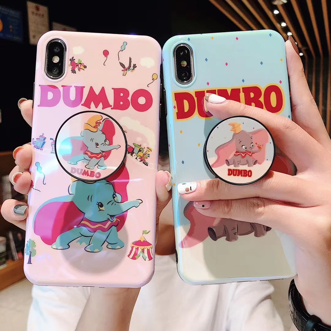 Lovely cartoon anime Couple Dumbo Elephant phone case For iphone Xs MAX XR X 6 6s 7 8 plus Blu-ray Silicone back cover Fundas |