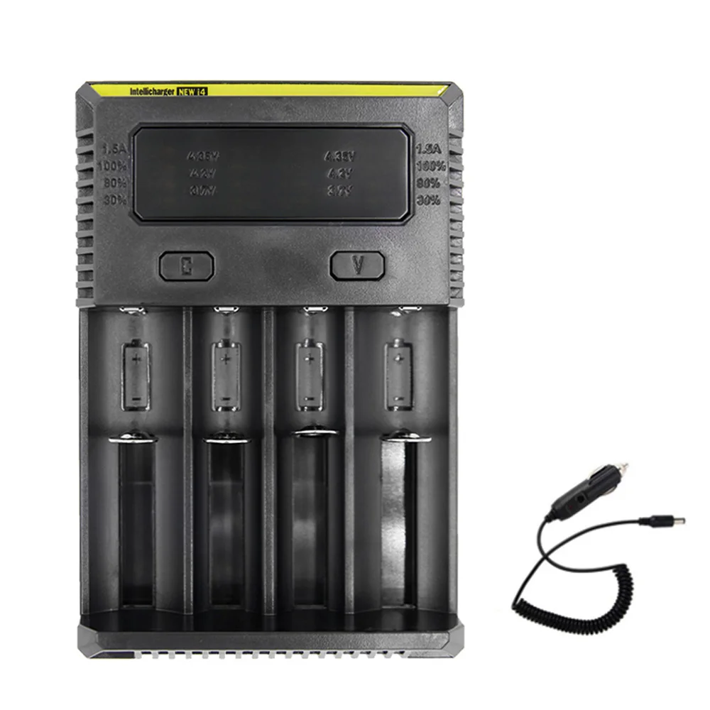 Nitecore I4 Зарядное устройство с ЖК-дисплей Дисплей универсальное автомобильное зарядное устройство с Батарея Зарядное устройство автомобиля для 18650 батареи li-ion/LiFePO4/никель-металл-гидридный/никель-кадмиевый - Цвет: Синий
