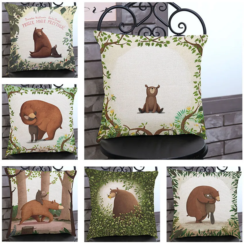 Наволочка с мультяшным медведем для мамы и маленького медведя наволочка в