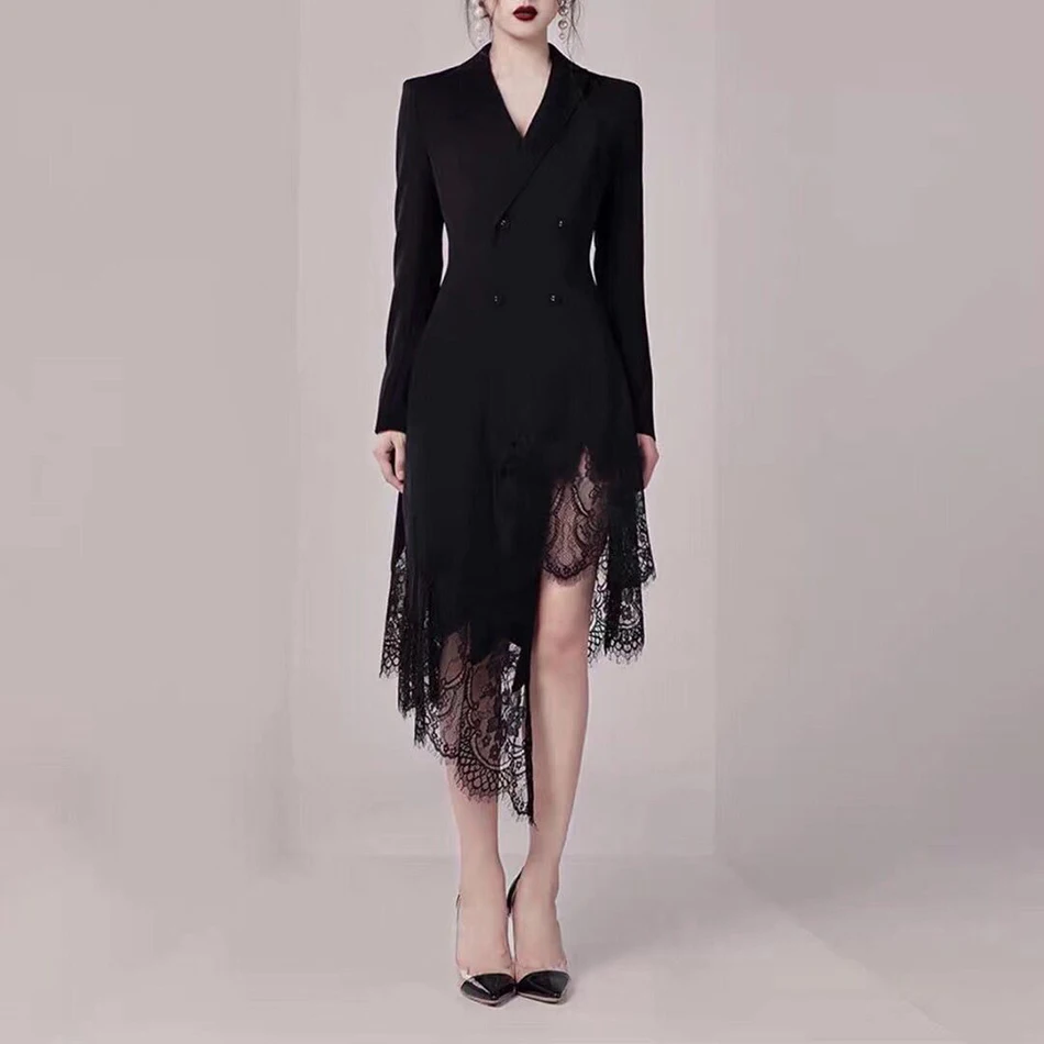 Новинка весны 2019 сексуальная черная Женская ветровка с длинными рукавами