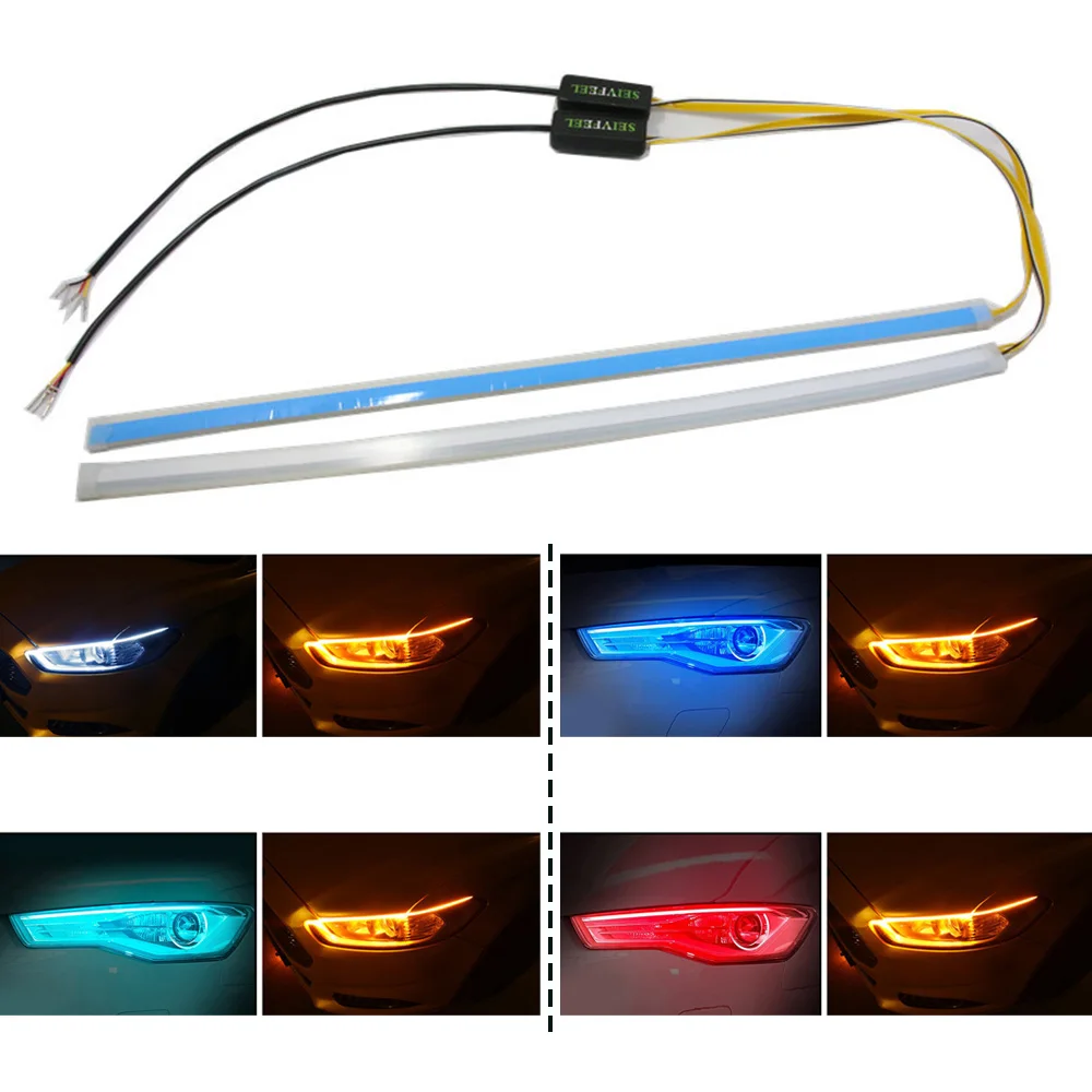 2 шт. неоновые автомобильные поворотные сигнальные полосы для фар в сборе лампы