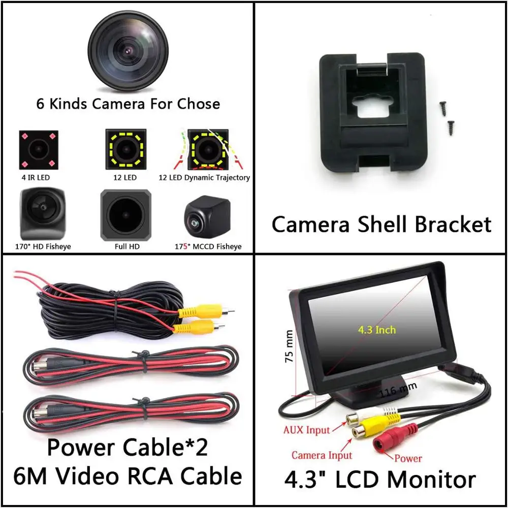 Camera 4.3 inch LCD 175 градусов рыбий глаз MCCD Starlight Парковка HD камера заднего вида для Mercedes Benz W204 W212 W221 S600 S550 S500 S450 S430 S420 - Название цвета: Camera 4.3 inch LCD
