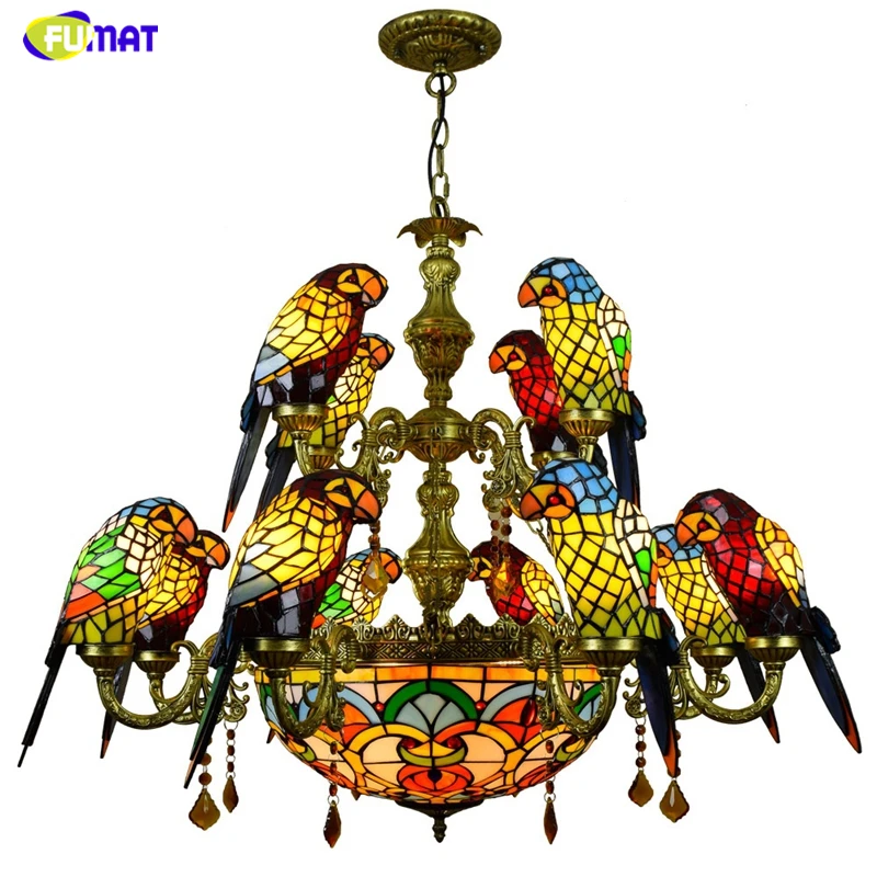 Люстры с двойным палубом FUMAT роскошные витражные лампы Тиффани изображением