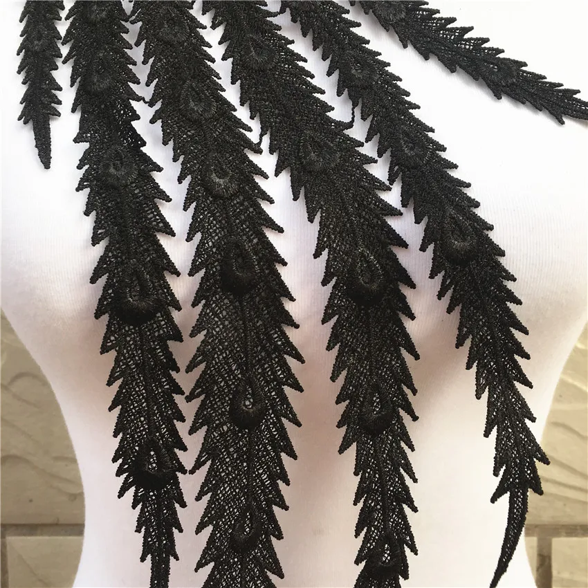 1 шт. черный/белый Pteris кружева ручной работы бисер 3D свадебное платье аппликация