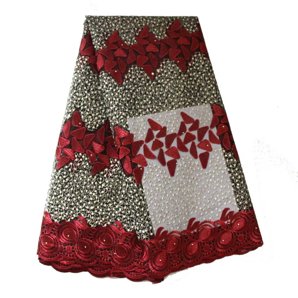 

Ourwin Latest African Laces 2020 Embroidery Purple Guipure Lace Fabric Fushia Pink High Quality Tulle Lace Fabric with Stones