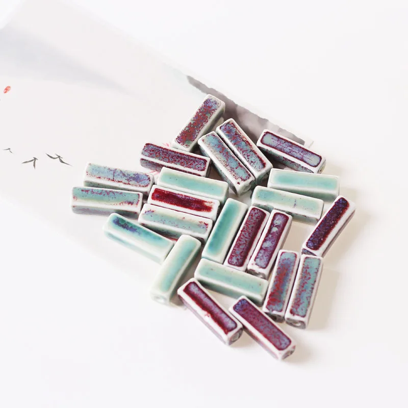 

10pcs/lot 29*9mm Rectangular Ceramic Beads 3MM Hole Diy Beads Porcelain Ceramic Jewelry Beads for Jewelry Making
