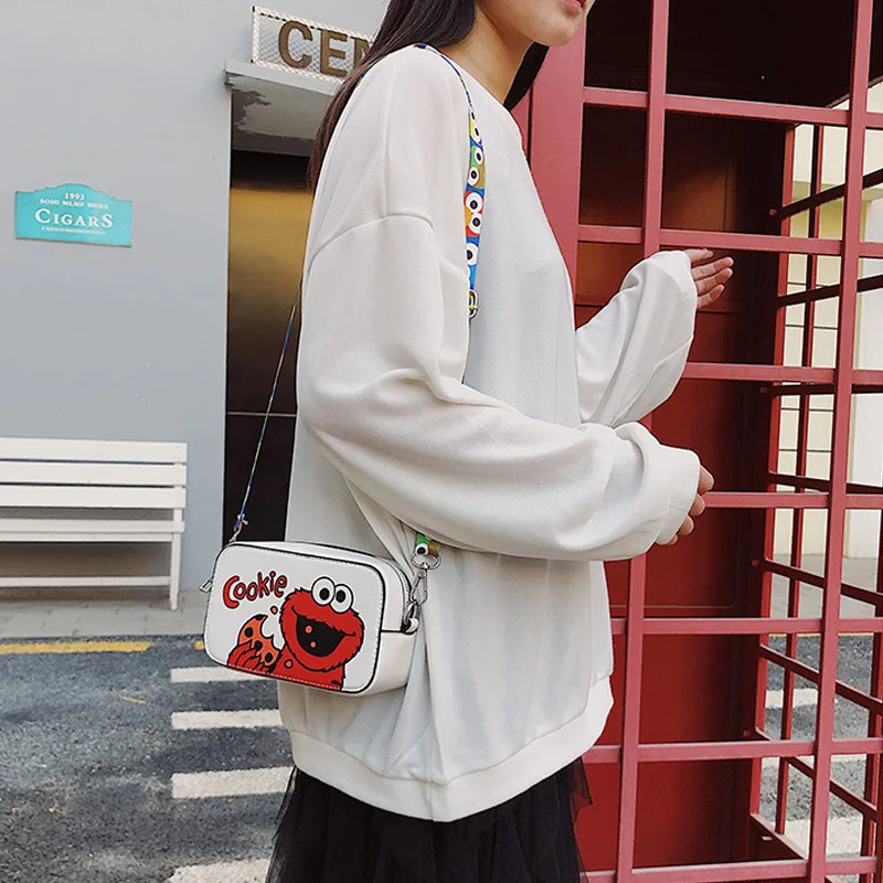 Милые девушки сумки на ремне мультфильм искусственная кожа женщины Crossbody сумки грудь сумка небольшой квадратный пакет