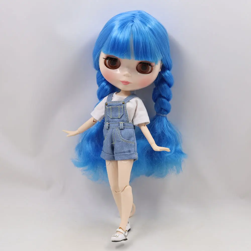 Кукла Blyth 30 см с белой кожей милые синие плетеные волосы стиль 1/6 шарнирное тело